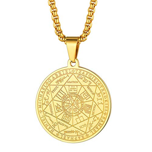 FaithHeart Archangels Sigil Necklace  Stainelss Steel The Seven Archangels Talisman Amulet Medal Pendant Jewelry for Women Men  Personalized Custom