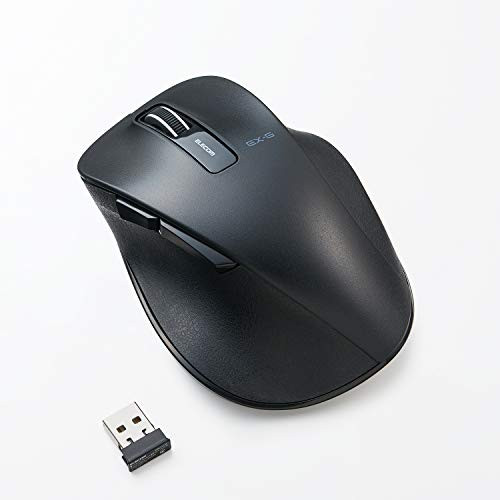 ELECOM Dr EXG Wireless Mouse 2 4GHz 5 Buttons BlueLED Mouse-Ergonomic Design-Back Forward Button - 2000 DPI-Gaming-L Size-EX-G-Black-M-XGL10DBXBK