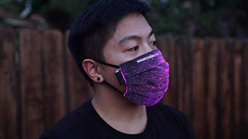 7 Color Lights LED Light up Face Mask USB Rechargeable Glowing Luminous Dust Mask for Christmas Party Festival Dancing Rave Masquerade Costumes White