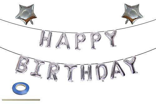 Sliver Happy Birthday Balloons  Happy Birthday Banner Foil Letter Balloons for Birthday Decorations and Party Supplies