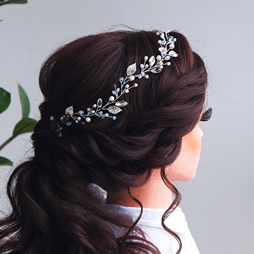 Kercisbeauty Wedding Handmade Boho Crystal Leaf Headband for Bride Bridal Headpiece Bridesmaid Flower Girl Hair Dress Prom Hair Accessory -Silver- Kercisbeauty Wedding Handmade Boho Crystal Leaf Headband for Bride Bridal Headpiece Bridesmaid Flower Girl Hair Dress Prom Hair Accessory -Silver-