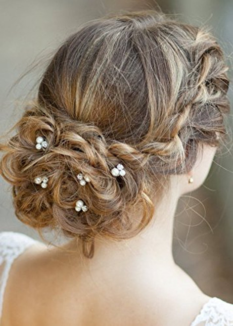 Kercisbeauty Boho Handmade Simple Cute Rhinestones Pearl Hair Pins for Brides Bridal Headpiece for Wedding Party Prom 5pcs -Silver- Kercisbeauty Boho Handmade Simple Cute Rhinestones Pearl Hair Pins for Brides Bridal Headpiece for Wedding Party Prom 5pcs -Silver-