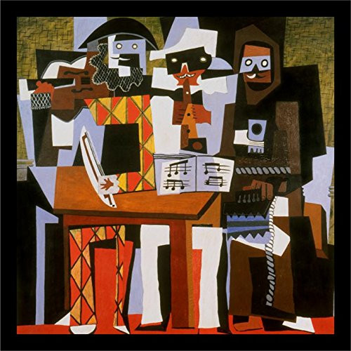 buyartforless IF MMA1002 12x12 1.25 Black Plexi Framed Three Musicians by Pablo Picasso 12X12 Art Print Poster Museum Masterpiece