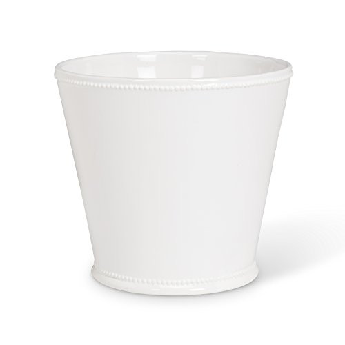 Abbott Collection Jenny Ceramic Planter w/Beaded Trim, White (Large)