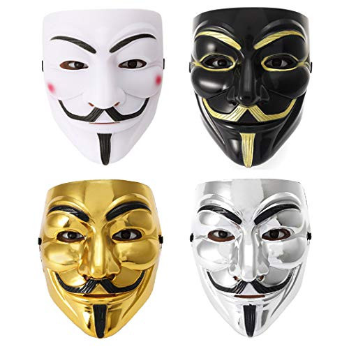 Barode V for Vendetta Guy Mask Halloween Costume Cosplay Masquerade Prop Bar Party Masks -4PCS-