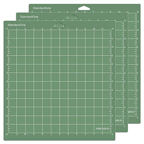 AMKMAX Adhesive Sticky Cutting Mat for Cricut Explore-Expression Machine Maker  12X12 Inch Cutting Mats -Green for Cricut 1212 3pack  StandardGrip-