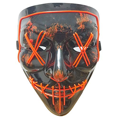 Halloween Mask LED Light up Mask Scary mask for Festival Cosplay Halloween Costume Masquerade Parties Carnival -Red-
