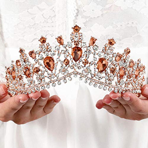 Fairyu Baroque Gold Crown and Tiaras Sparkly Rhinestone Queen Crown Bride Wedding Crown Prom Tiaras Hair Accessories for Women and Girls -Rose Gold- Fairyu Baroque Gold Crown and Tiaras Sparkly Rhinestone Queen Crown Bride Wedding Crown Prom Tiaras Hair Accessories for Women and Girls -Rose Gold-