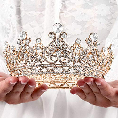 Fairyu Baroque Queen Crown Gold Bride Rhinestone Wedding Crown Royal Tiaras Crowns Hair Accessories for Women and Girls Fairyu Baroque Queen Crown Gold Bride Rhinestone Wedding Crown Royal Tiaras Crowns Hair Accessories for Women and Girls