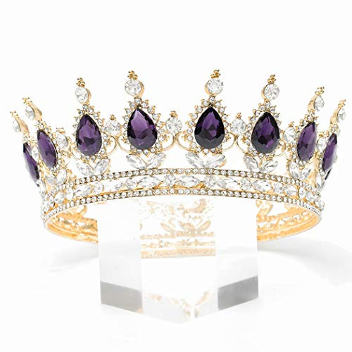 Fairyu Baroque Queen Crown and Tiaras Sparkly Rhinestone Wedding Crown Royal Tiaras for Women and Girls -Purple- Fairyu Baroque Queen Crown and Tiaras Sparkly Rhinestone Wedding Crown Royal Tiaras for Women and Girls -Purple-