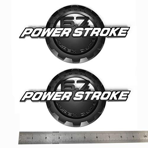 2x OEM Black 6.7L POWER STROKE SUPER DUTY Side Fender Emblems Badge Powerstroke 3D logo Replacement for F250 F350 White