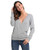 JTANIB Womens Deep V-Neck Sexy Knitted Sweater Long Sleeve Wrap Front Loose Pullover Jumper Tops  Grey XL