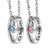 MJartoria Matching Necklaces for Couples  His and Hers Engraved Rhinestone Ring Pendant Set Gifts for Boyfriend Girlfriend-Her King His Queen-silver- MJartoria Matching Necklaces for Couples  His and Hers Engraved Rhinestone Ring Pendant Set Gifts for Boyfriend Girlfriend-Her King His Queen-silver-