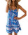 Womens Boho Floral Printed Dress Summer Cami Sleeveless Adjustable Strap Beach Mini Dress with Pockets -L  Light Blue-