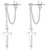 Sllaiss 925 Sterling Silver Minimalist Cross Dangle Earrings for Women Men Tiny Punk Dangling Earrings Small Cross Drop Earrings Chain Butterfly Buckl