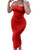 LAGSHIAN Women Sexy Bodycon Tube Top Ruched Strapless Party Midi Club Dress Red