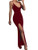 TOB Womens Sexy Spaghetti Strap V-Neck Sleeveless Backless Evening Long Dress Wine Red