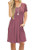 AUSELILY Womens Short Sleeve Pleated Loose Swing Casual Dress with Pockets Knee Length -S  Mauve-