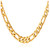 U7 Gold Chain-5MM Flat Link for Men Women 18K Gold Plated Stainless Steel Figaro Chain Necklace 24 Inch  with Gift Box
