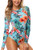 AXESEA Womens Long Sleeve Rash Guard UV UPF 50- Sun Protection Printed Zipper Surfing One Piece Swimsuit Bathing Suit
