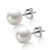 White Pearl Stud Earrings Sterling Silver Button Shape 8-9mm Freshwater Cultured Pearl Stud Earrings for Women Girls