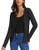 Womens Long Sleeve Button Down V-Neck Black Sweater Cardigan Soft Knit-2XL Black-