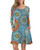 KORSIS Women Long Sleeve Tops T-Shirt Dress Round Neck Casual Loose Dress Flower Mix Blue 2XL