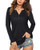 KILIG Womens Long Sleeve V-Neck Button Loose Casual Tunic Tops Blouse Henley T Shirts-D1-Black XL-