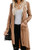 Naggoo Womens Button Down Long Sleeve Open Front Long Cardigans Fall Thin Cardigan with Pocket Khaki  M