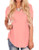 NIASHOT Summer Tees for Women Short Sleeve V-Neck Tops Basic Comfy Tee Shirt Coral L