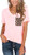 Womens Short Sleeves Casual Loose V Neck T Shirts Basic Tops Leopard Pocket Pink M