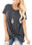 onlypuff Knotted Tops for Women Short Sleeve Shirt Casual Tops Solid Dark Gray L