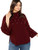 Romwe Womens Plus Elegant Pearls Beaded Long Sleeve Blouse Top Burgundy 2XL