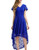 Bbonlinedress Womens Bridesmaid Dress V-Neck Floral Lace Hi-Lo Flare Sleeve Cocktail Swing Party Dress RoyalBlue S