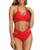 Temptme Women Bandage Bikini Set Halter Top Swimsuits Two Piece Criss Cross Bathing Suits Red