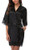 Giova Womens Lace Trim Kimono Robe Nightwear Nightgown Sleepwear Satin Short Robe Black Medium