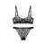 Womens Sexy Soft Lace Lingerie Set See Through Underwear Floral Lace Underwire Sheer Bra and Panty Set-Black 38C-