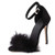 YIBLBOX Womens Fluffy Feather Open Toe Ankle Strap Strappy Sandal Stiletto Wedding Dress High Heel Shoes Black