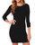 Haola Womens Sexy Casual Long Sleeve Short Dress Mini Dress Stripe Dresses Black M
