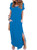 Womens Short Sleeve V Neck Pocket Casual Side Split Beach Long Maxi Dress -Acid Blue  Small-