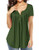 AMCLOS Womens Tops Floral V Neck T-Shirts Swing Blouses Button up Tunic Casual Flowy Summer Soft Short Sleeve-M  Army Green-