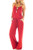 sullcom Women Summer Solid Sleeveless Wide Leg Jumpsuit Casual Spaghetti Strap Stretchy Long Pant Rompers -X-Large  Red-