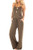 sullcom Women Summer Solid Sleeveless Wide Leg Jumpsuit Casual Spaghetti Strap Stretchy Long Pant Rompers -Medium  Brown-