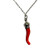 Italian Red Horn Necklace - Silver Cornicello Pendant with Sterling Chain
