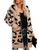 Ferbia Women Leopard Cardigan Long Open Front Sweaters Oversized Loose Knit Coat Draped Jackets with Pockets