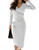 Lrady Womens Deep V Neck Casual Work Bodycon Cocktail Party Pencil Midi Dress  White  Small