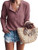 Womens Henley Shirts V Neck Long Sleeve Button Down Tops Warm Waffle Knit Tees