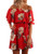 KBOOK Womens Floral Print Off Shoulder Cute Vacation Boho Short Sleeve Casual Mini Party Dress with Belt Red