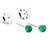 Green Chalcedony Cabochon Stone 3mm in Sterling Silver Stud Earrings