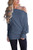 LACOZY Womens Off Shoulder Loose Pullover Sweater Batwing Sleeve Knit Jumper Oversized Tunics Top Grey Blue Small